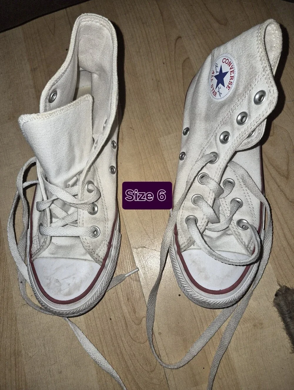 Converse Kids High Top Sneakers in White with Red Trim